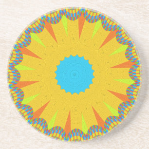 Cyan och Guld Mandala Art Print Underlägg
