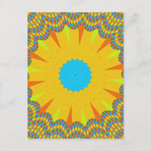 Cyan och Guld Mandala Art Print Vykort