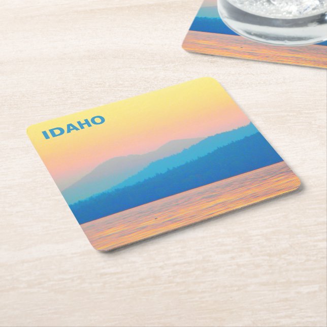 Cyan och laxrosa solnedgång underlägg papper kvadrat (Vinklad)