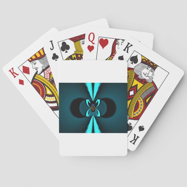 Cyan och Svart Abstrakt Konsttryck Spel Kort (Baksidan)