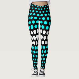 Cyan och vit prickmönster leggings