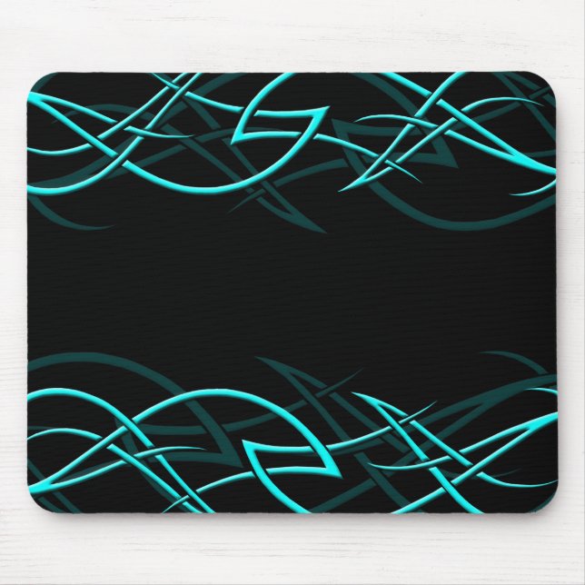 Cyan på svart "elegans" Mousepad Musmatta (Framsidan)