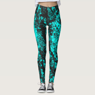 Cyan Paint Push Splatter Leggings
