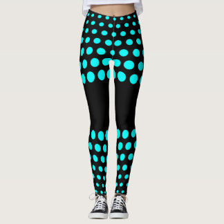 Cyan Polka Dot Mönster Leggings