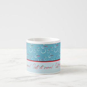 Cyan Red Låt det snöa Cute Snögubbe Family Mönster Espressomugg