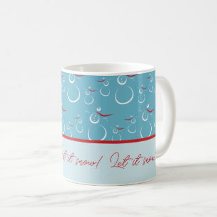Cyan Red Låt det snöa Cute Snögubbe Family Mönster Kaffemugg