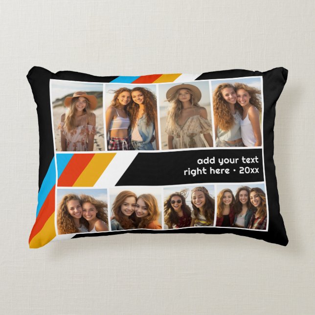 Cyan Retro Rand - 8 fotokollage Prydnadskudde (Framsidan)