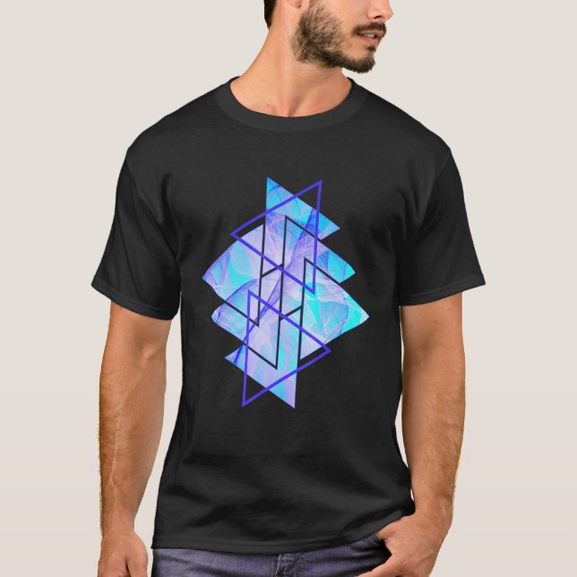 Cyan Rosa Blue Smoke Modern Geometry Mönster T Shirt (Framsida)