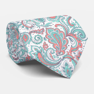 Cyan rosa vacker vintage dekorativt mönster slips