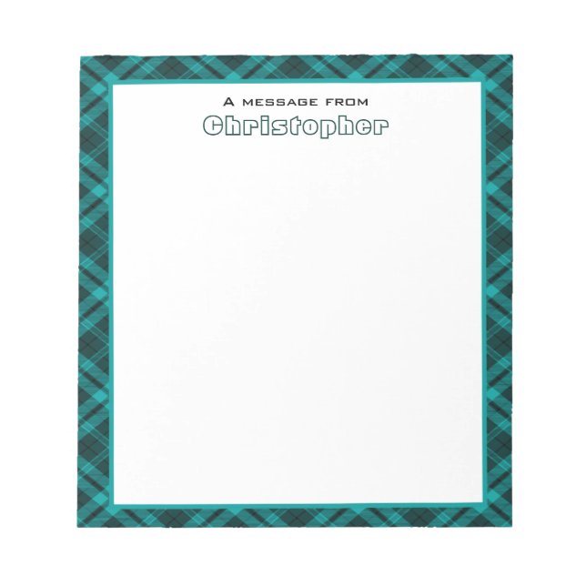 Cyan rutig kant med monogram anteckningsblock (Framsida)