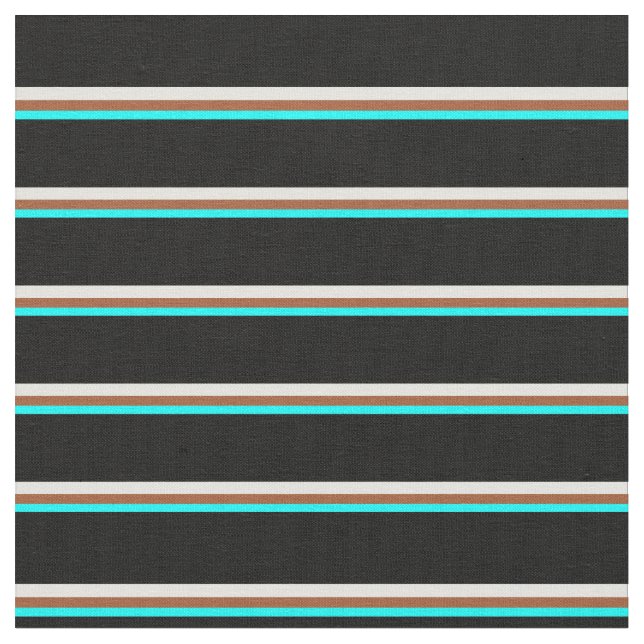 Cyan, Sienna, Light Gult och Black Rand Tyg (Närbild)