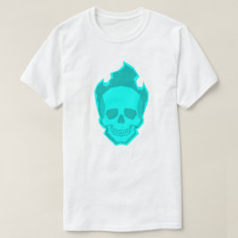 Cyan Skull Graphic T-Shirt – Neon Minimal Skull De