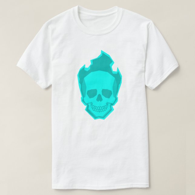 Cyan Skull Graphic T-Shirt – Neon Minimal Skull De (Design framsida)