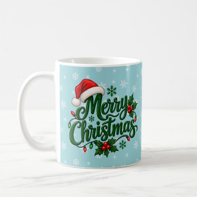 Cyan snöflingemönster kaffemugg (Vänster)