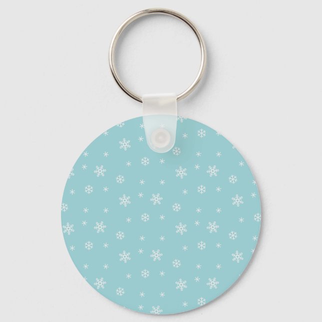 Cyan snöflingemönster nyckelring (Framsida)