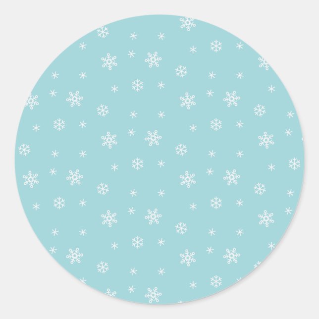 Cyan snöflingemönster runt klistermärke (Framsida)