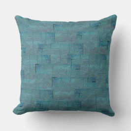 Cyan struktur-formad vägg av staplade tegel kudde