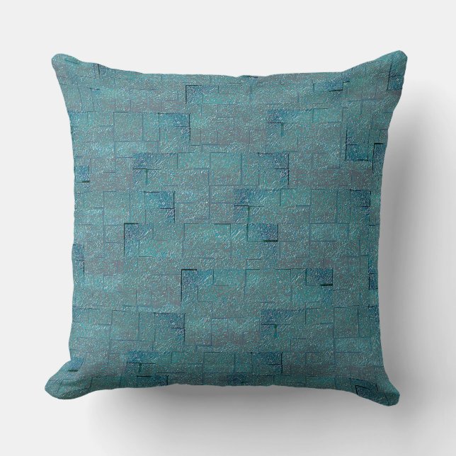 Cyan struktur-formad vägg av staplade tegel kudde (Framsida)