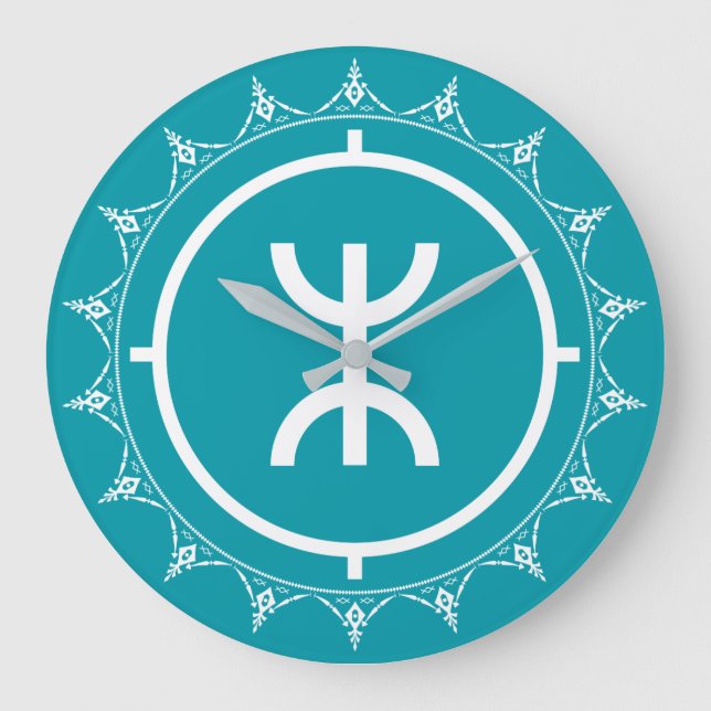Cyan Tamazgha - Amazigh symbol Stor Klocka (Framsida)