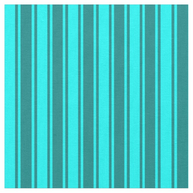 Cyan & Teal Färgad Lined Mönster Tyg (Närbild)