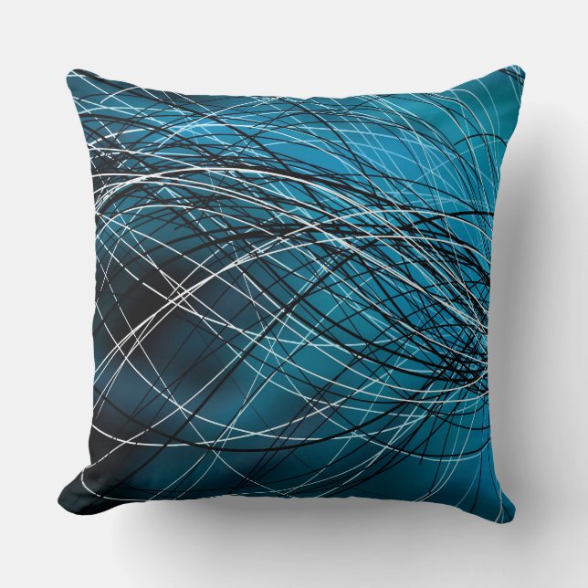 Cyan virvla runt linjer - dekorativ kudde (Framsida)