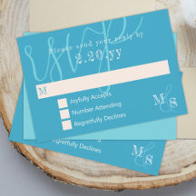 Cyan White Calligraphy Bröllop OSA Card