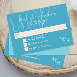 Cyan White Calligraphy Bröllop OSA Card Kort