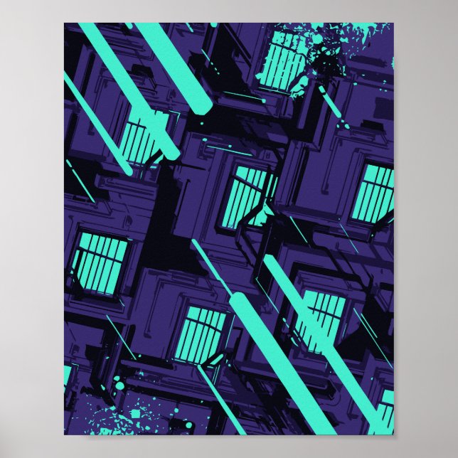 cyan windows Across a Digital Grid Poster (Framsidan)