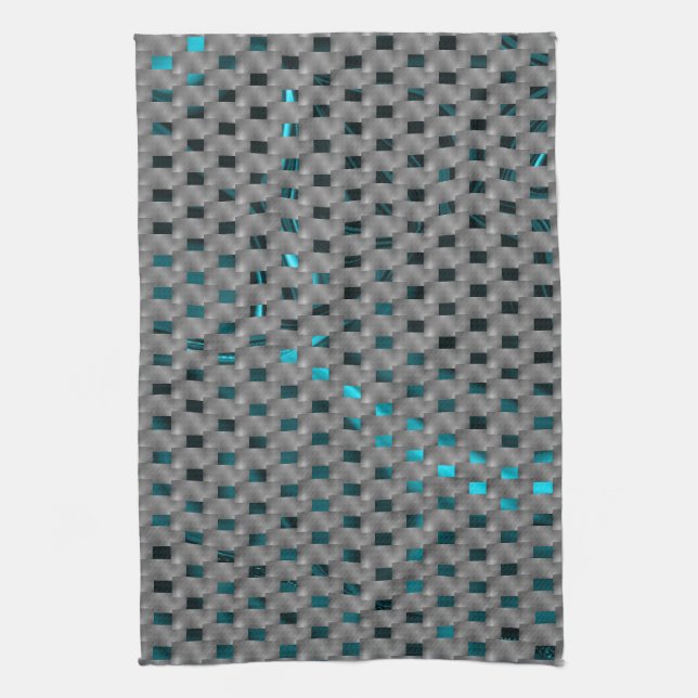 Cyanbild under grått tallrikar, rektangulära forme kökshandduk (Vertikal)