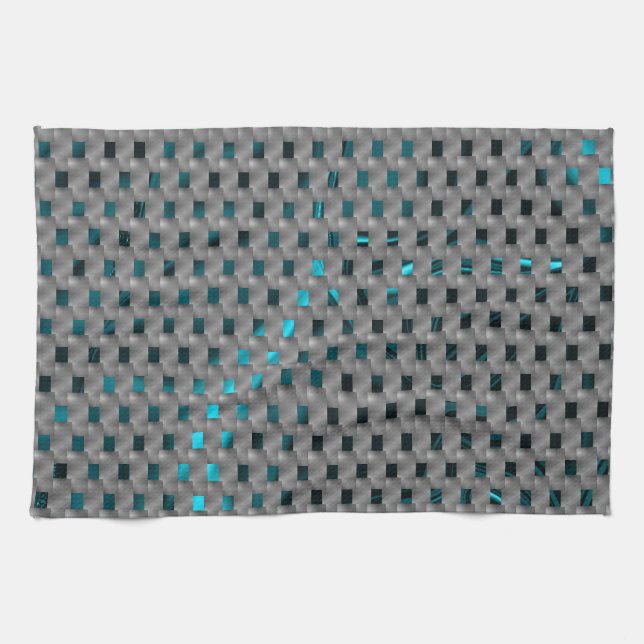 Cyanbild under grått tallrikar, rektangulära forme kökshandduk (Horisontell)