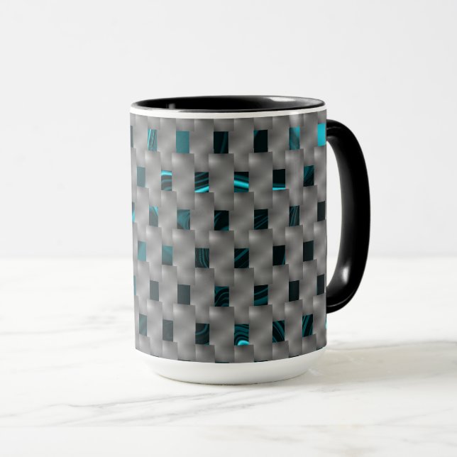 Cyanbild under grått tallrikar, rektangulära forme mugg (Framsida höger)