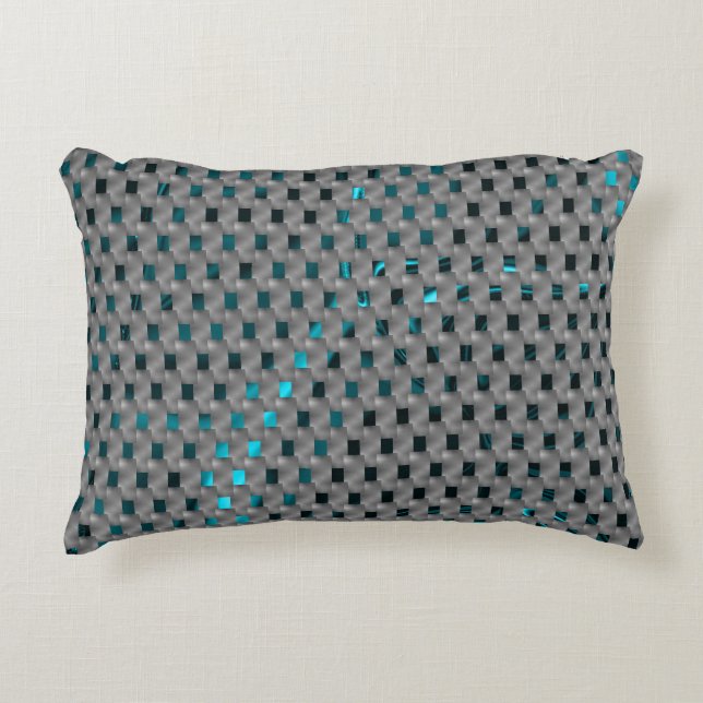 Cyanbild under grått tallrikar, rektangulära forme prydnadskudde (Framsidan)