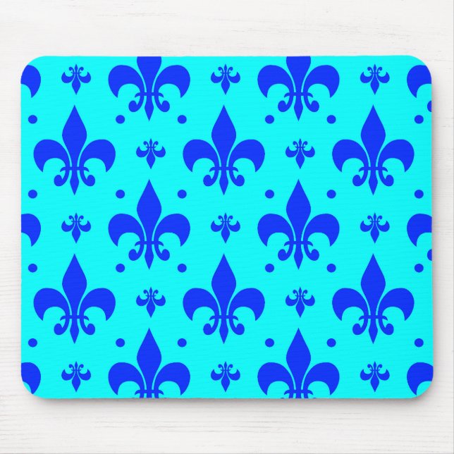 Cyanblå Fleur-de-lis-mönsterdesign  Musmatta (Framsidan)