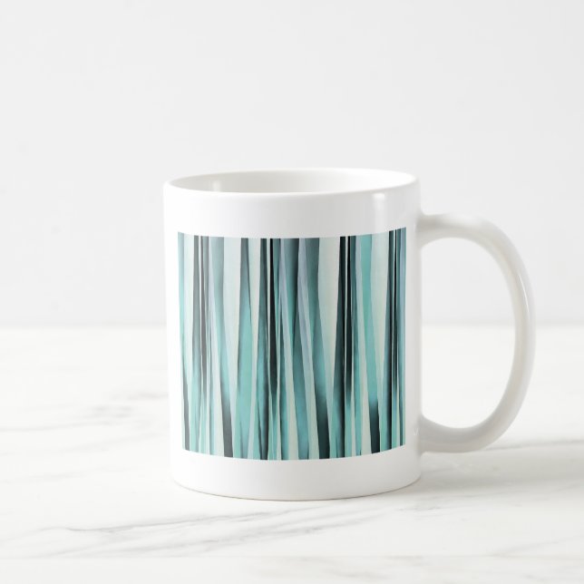 Cyanblå Ocean Stripey Lines Mönster Kaffemugg (Höger)
