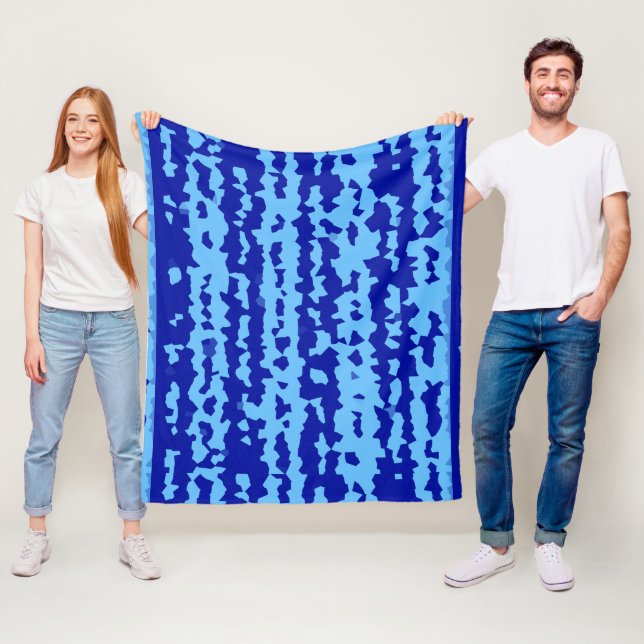 Cyanblå oregelbunden abstrakt design fleecefilt (På plats)