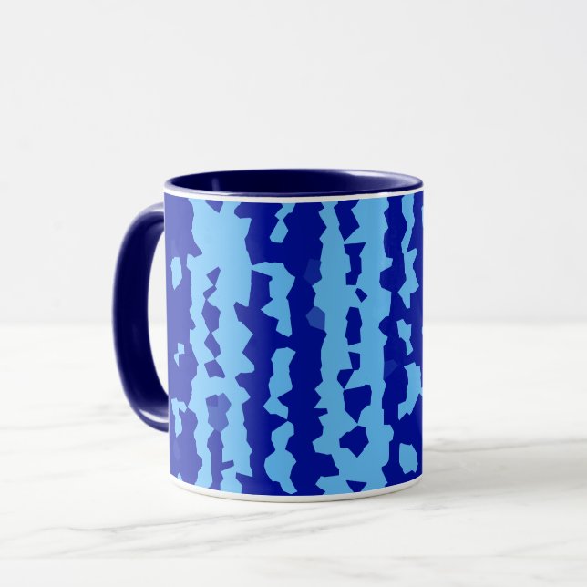 Cyanblå oregelbunden abstrakt design mugg (Framsida vänster)