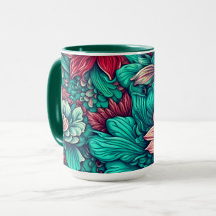 Cyanblommor Surrealistiska Blommor Mugg