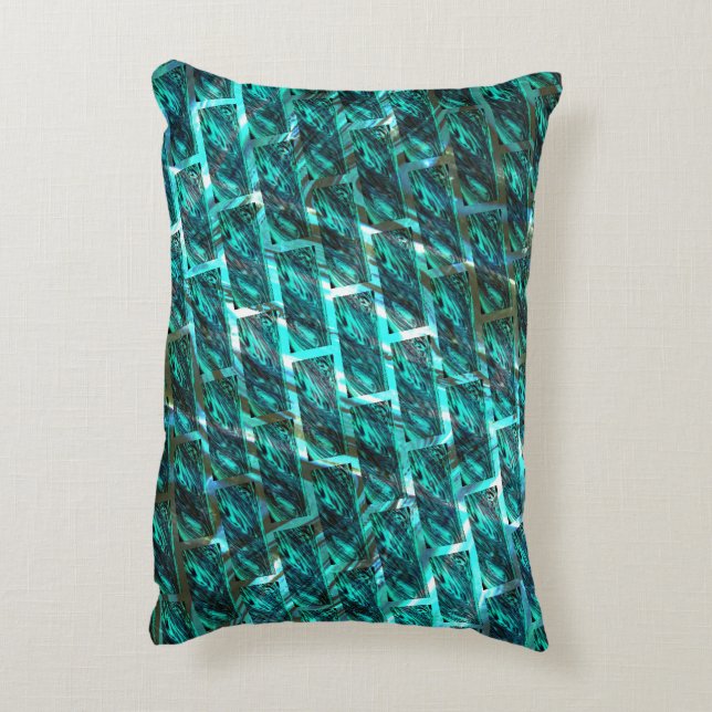 Cyanfärgning, graderat rutnät eller annan tegeleff prydnadskudde (Baksidan(Vertikal))