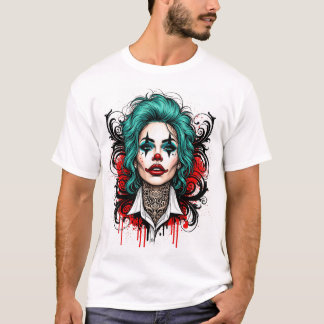 Cyanhårig Clown Drottning - Spooky Chic Grafisk De T Shirt