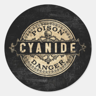 Cyanid Vintage Stil Poison Label Runt Klistermärke