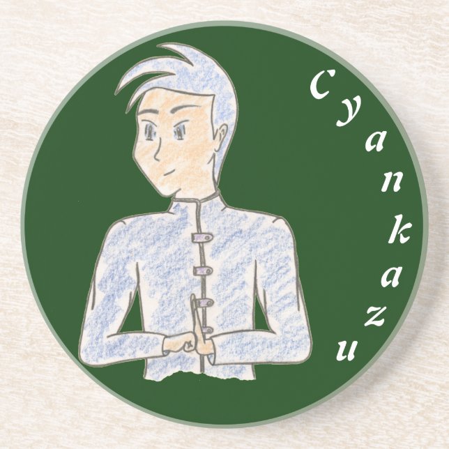 Cyankazu (med namn) underlägg sandsten (Framsidan)