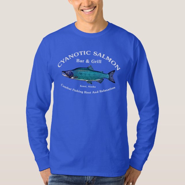 Cyanotisk lax Pub & Grill T-shirt (Framsida)