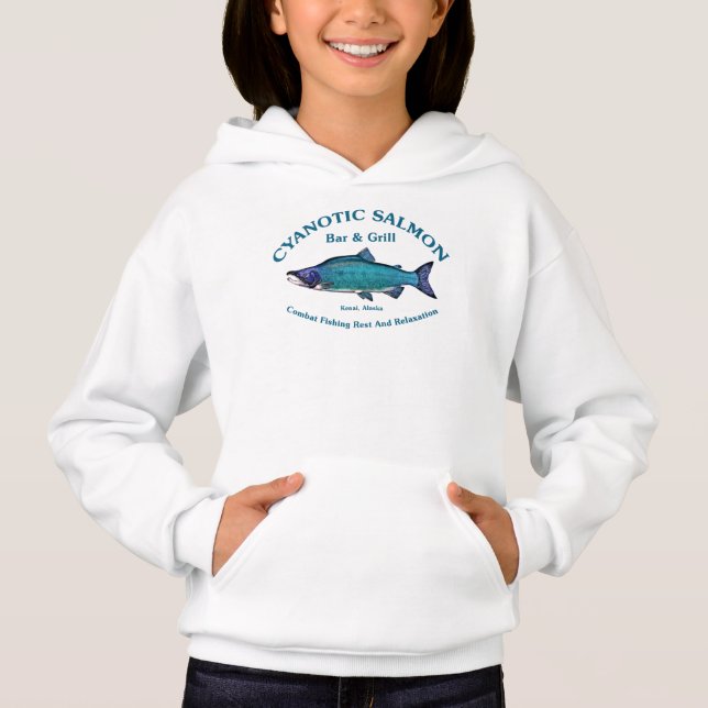 Cyanotisk lax Pub & Grill Tee Shirt (Framsida)