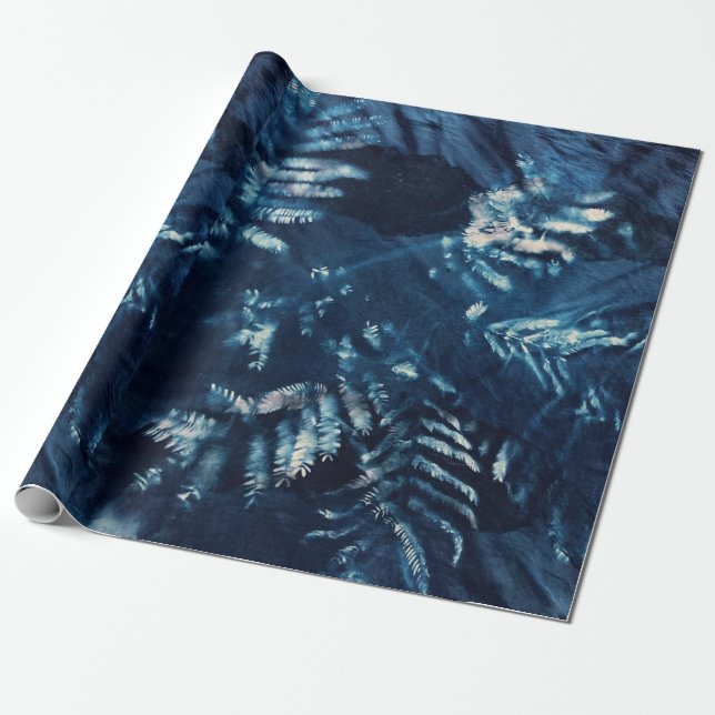 Cyanotype Wrapping Papper Mimosa/Fern Presentpapper (Utrullad)