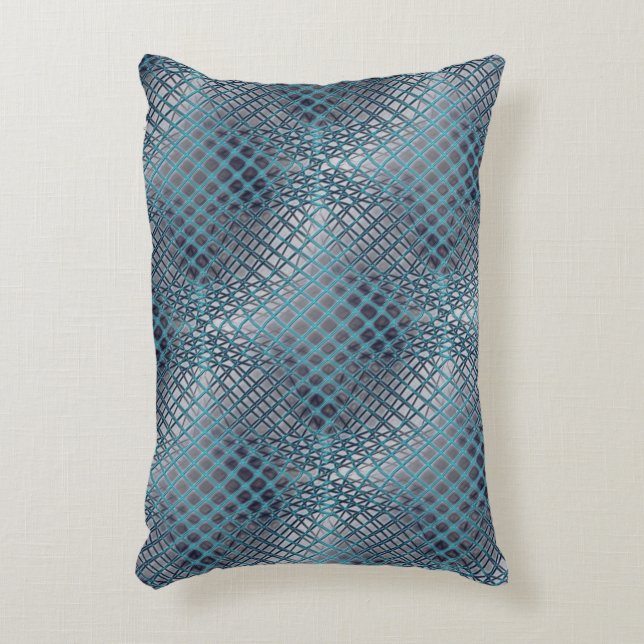 Cyanritad som ser ut som en tangel av fisknät prydnadskudde (Framsidan(Vertikal))