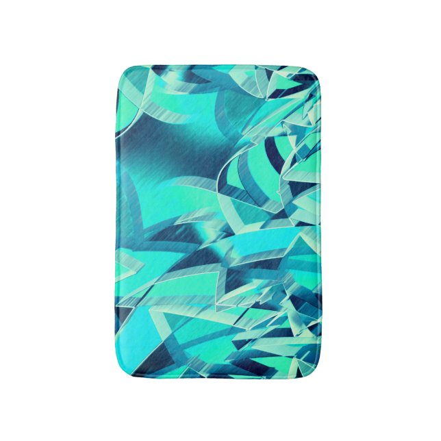 Cyanspår med drizzior på akvamarinbakgrund badrumsmatta (Framsidan (Vertikal))