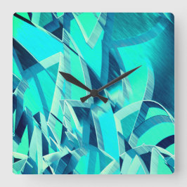 Cyanspår med drizzior på akvamarinbakgrund fyrkantig klocka