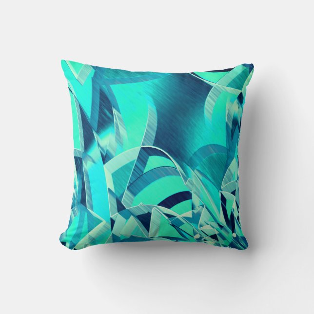 Cyanspår med drizzior på akvamarinbakgrund kudde (Framsida)