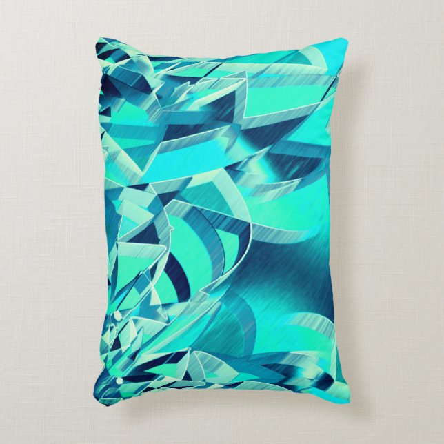 Cyanspår med drizzior på akvamarinbakgrund prydnadskudde (Framsidan(Vertikal))