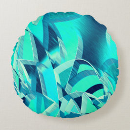 Cyanspår med drizzior på akvamarinbakgrund rund kudde